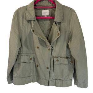 Loft Lightweight Khaki Green Half Zip Jacket Size M